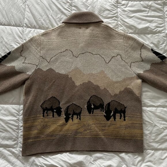 PENDLETON TAN BUFFALO WESTERN AUTHENTIC WOOL MEN'S SWEATER XXL 2XL - RARE!!! - Picture 8 of 9